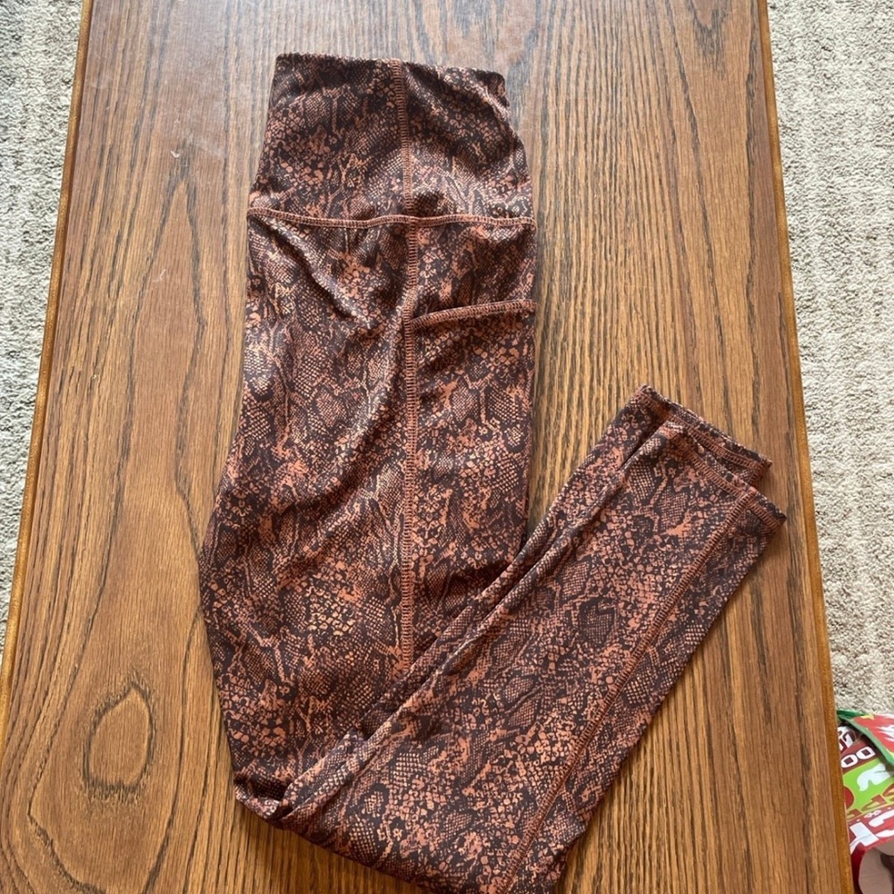 Chico's Brown Patterned Leggings snakeskin print